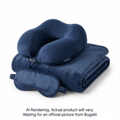 Bugatti 3 Piece Travel Set (Memory Foam Neckpillow, Silky Eye Shade, Velvety Blanket)