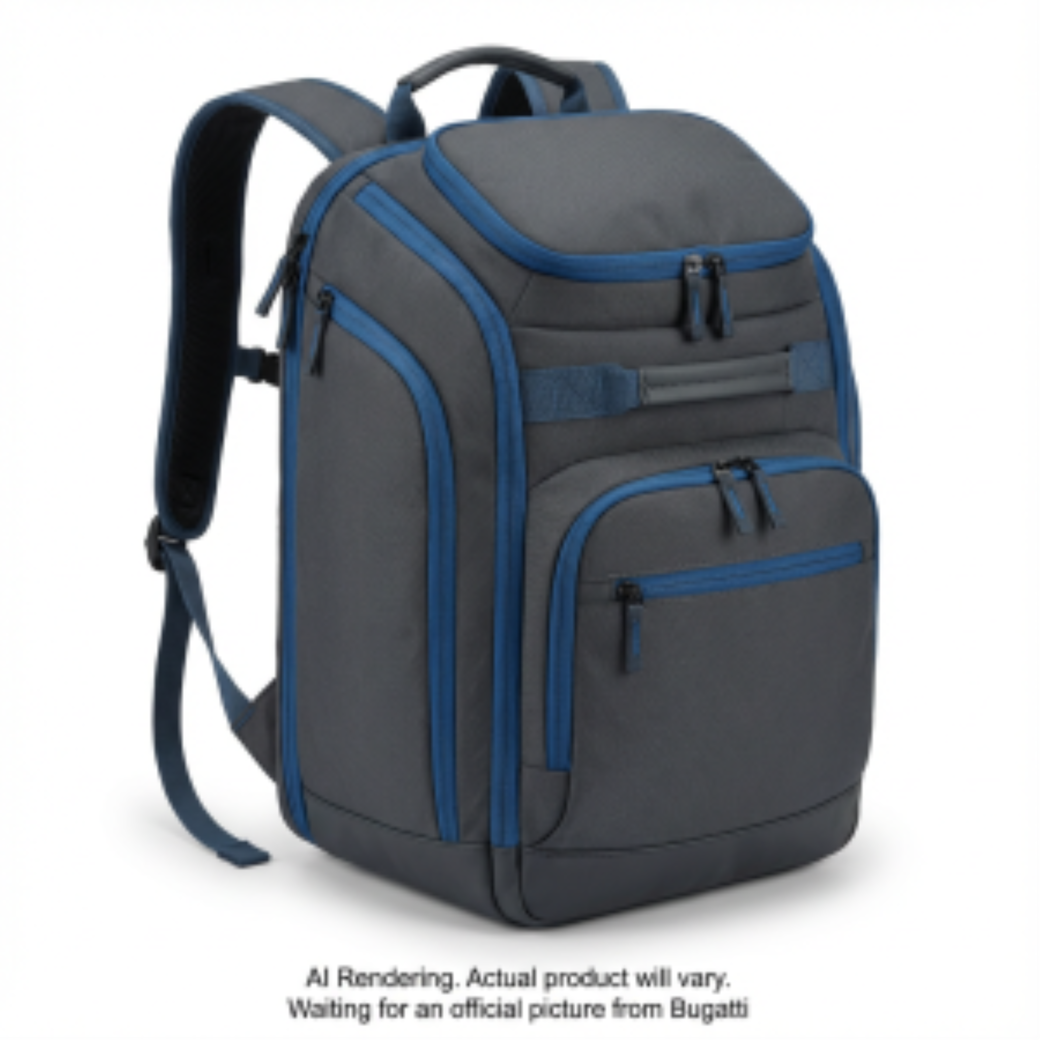 Grey and blue K&B Sport Junior Copper Backpack featuring multiple zippered compartments.