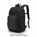 K&B Sport Aspen black ski boot backpack featuring multiple pockets and padded straps.