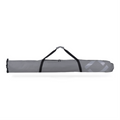 Grey adjustable padded ski bag with black carry straps and a white geometric logo.