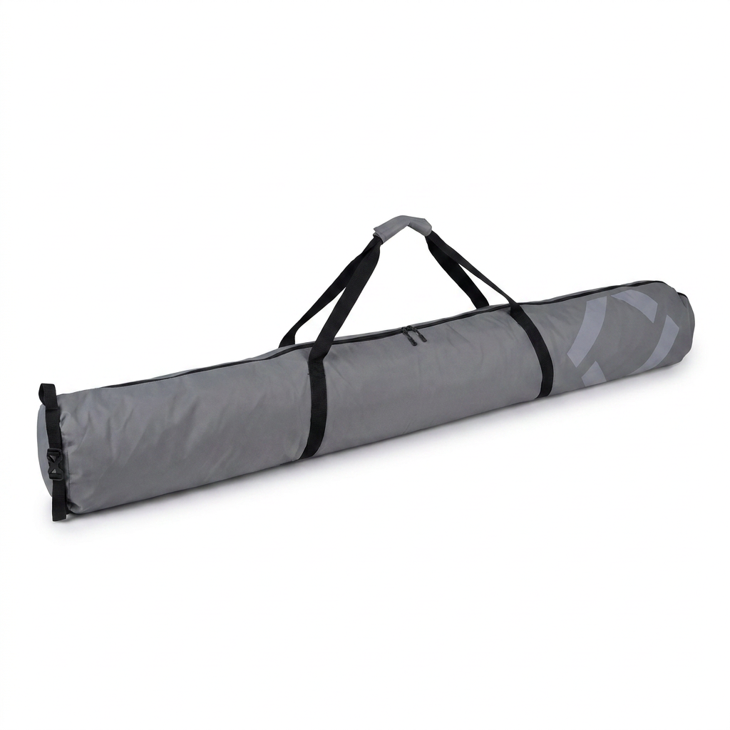 A studio product photo of the Bugatti K&B Sport Half Padded Ski Bag in grey, angled to show the right side.