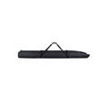 Heavy-duty black padded single ski bag with adjustable carrying straps, side profile.