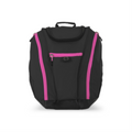 Black K&B Sport Junior Panorama ski boot backpack with vibrant pink zippers and trim.