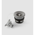 Grey and black PVC Hulkey-Roberts (HR) air valve for paddle boards with attached screw cap.