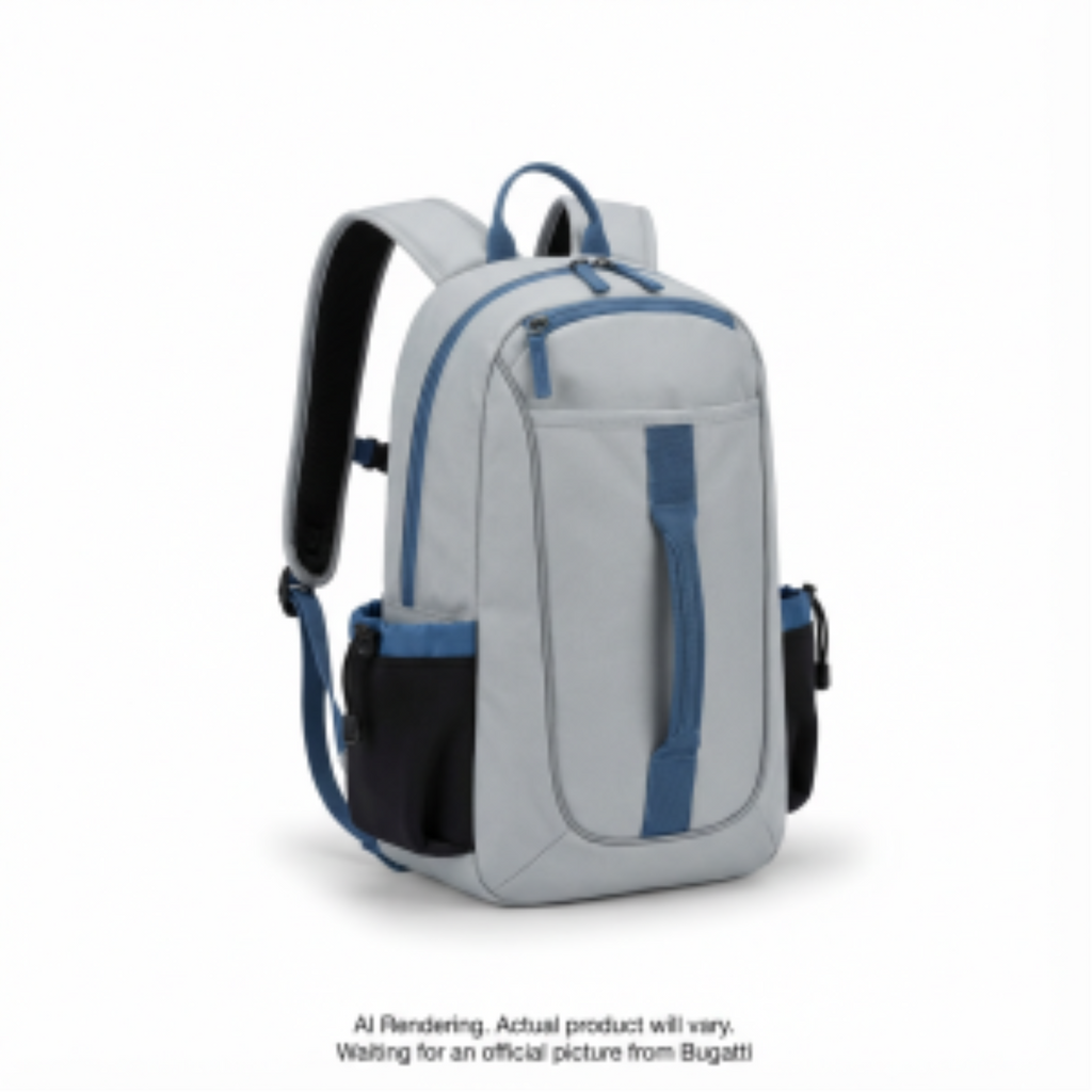 Junior Slick Alpine Boot Pack in grey and blue with padded straps and external mesh pockets.