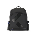 Black K&B Sport Canmore 45L ski boot backpack with shiny diagonal accents and blue zipper details.