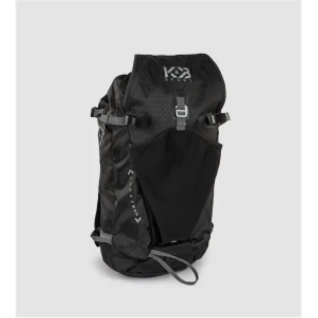 Black K&B Sport 33L ski touring backpack with ripstop fabric and ski carry straps.