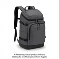 Grey Aspen 50L water-resistant ski boot backpack with multiple compartments and adjustable straps.