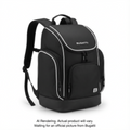 Black K&B Junior Ski Boot Backpack with white trim, featuring water-resistant gear storage.