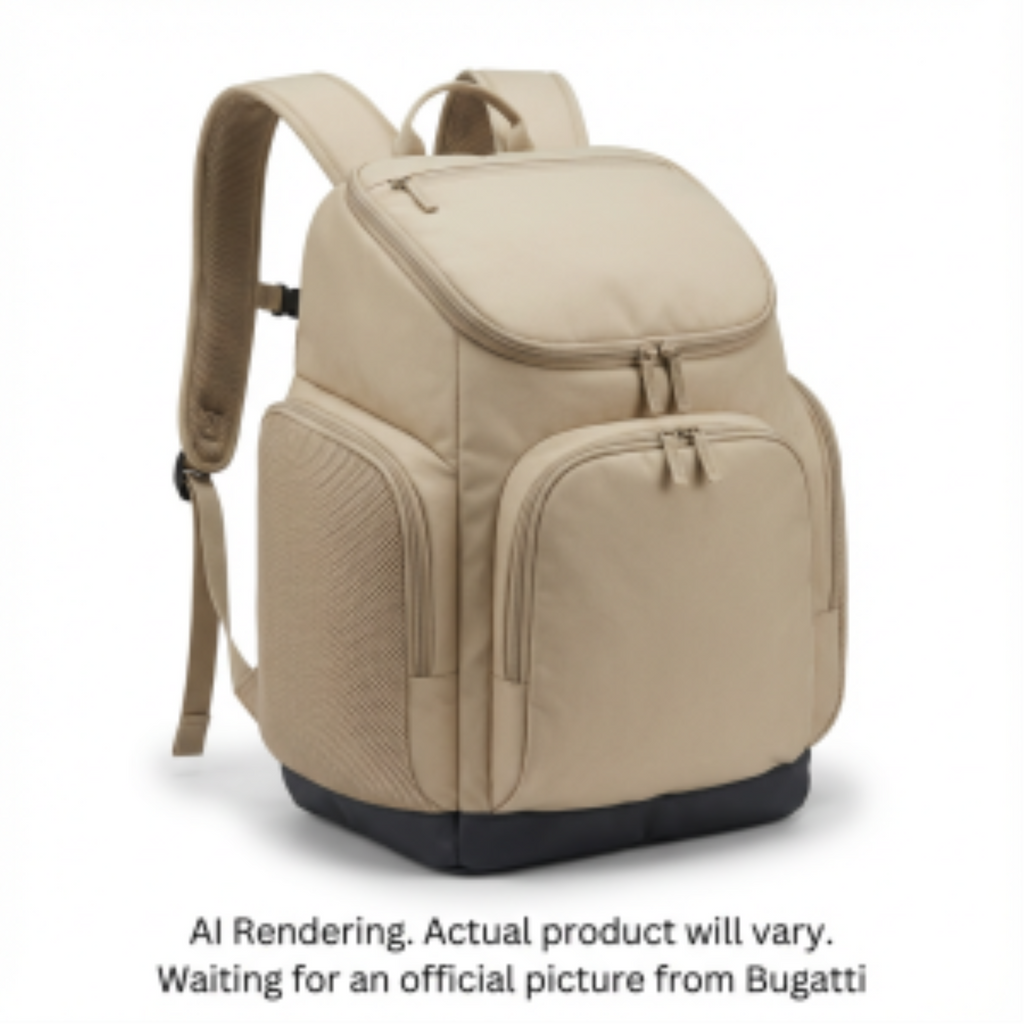 Tan K&B Sport Panorama Boot Backpack with multiple zippered compartments and a black base.