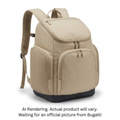 Tan K&B Sport Panorama Boot Backpack with multiple zippered compartments and a black base.