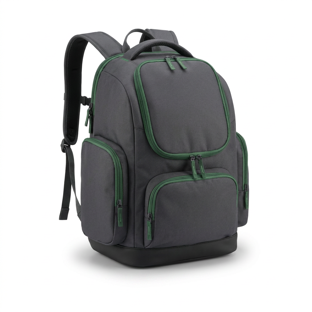 A photorealistic studio product photo of the Bugatti K&B Sport Junior Ski Boot Backpack, angled to show its right side on a pure white background with a soft shadow.