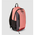 A salmon-pink and grey 10L Mini Adventure Backpack with a breathable mesh back and side pocket.