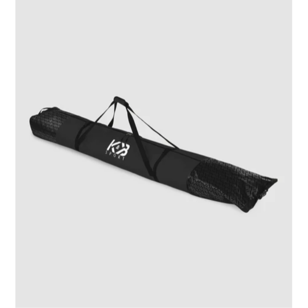 Black K&B Sport padded adjustable ski bag with carry handles and branded logo.