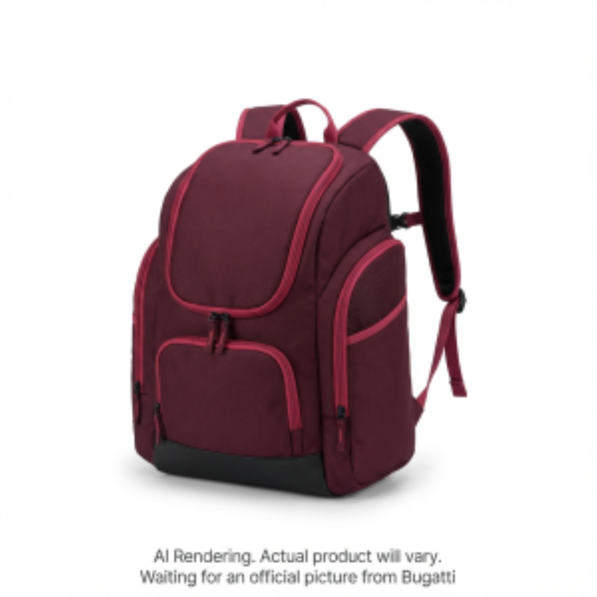 Junior 38L ski boot backpack in burgundy polyester with multiple zippered compartments.