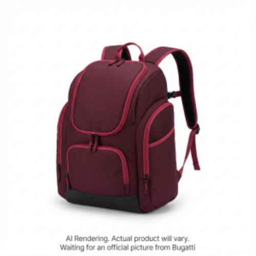 Junior 38L ski boot backpack in burgundy polyester with multiple zippered compartments.