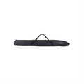 Black padded double ski bag with adjustable length and carrying handles on a white background.