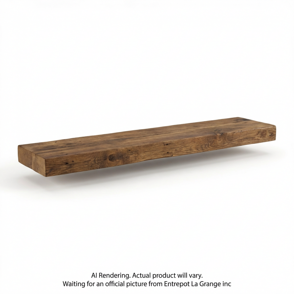 Solid walnut floating wood shelf with natural grain texture and medium brown finish.