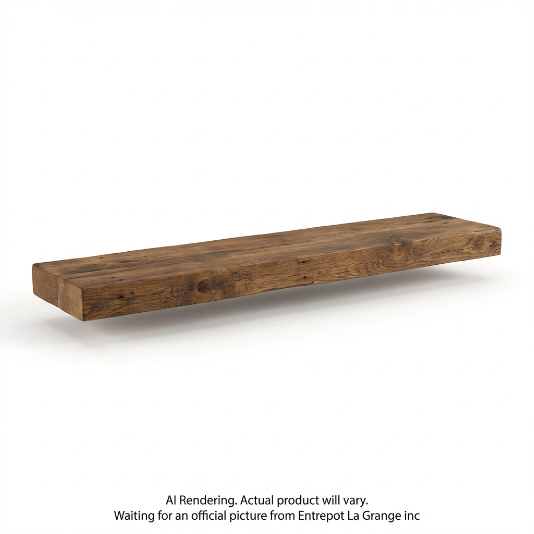 Solid walnut floating wood shelf with natural grain texture and medium brown finish.
