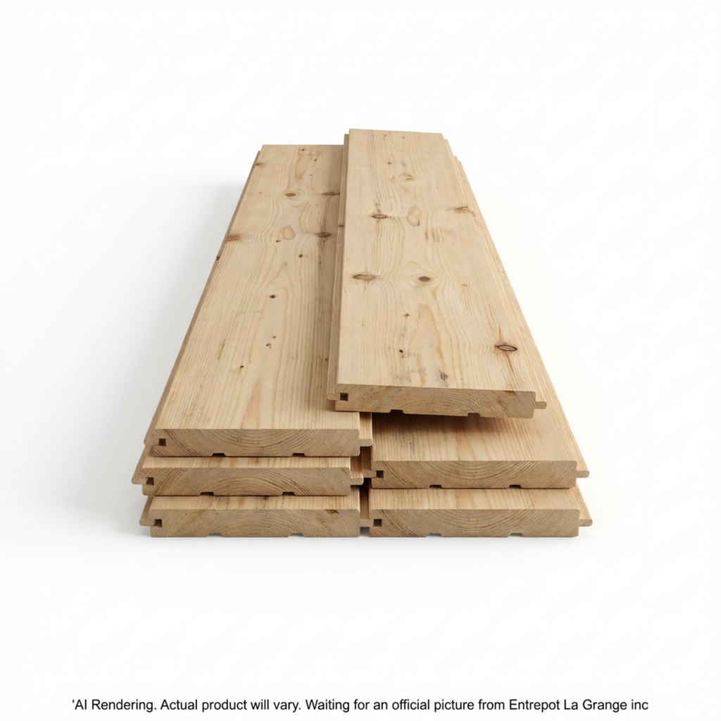 Stack of light natural pine wood wall paneling with visible wood grain and tongue-and-groove edges.