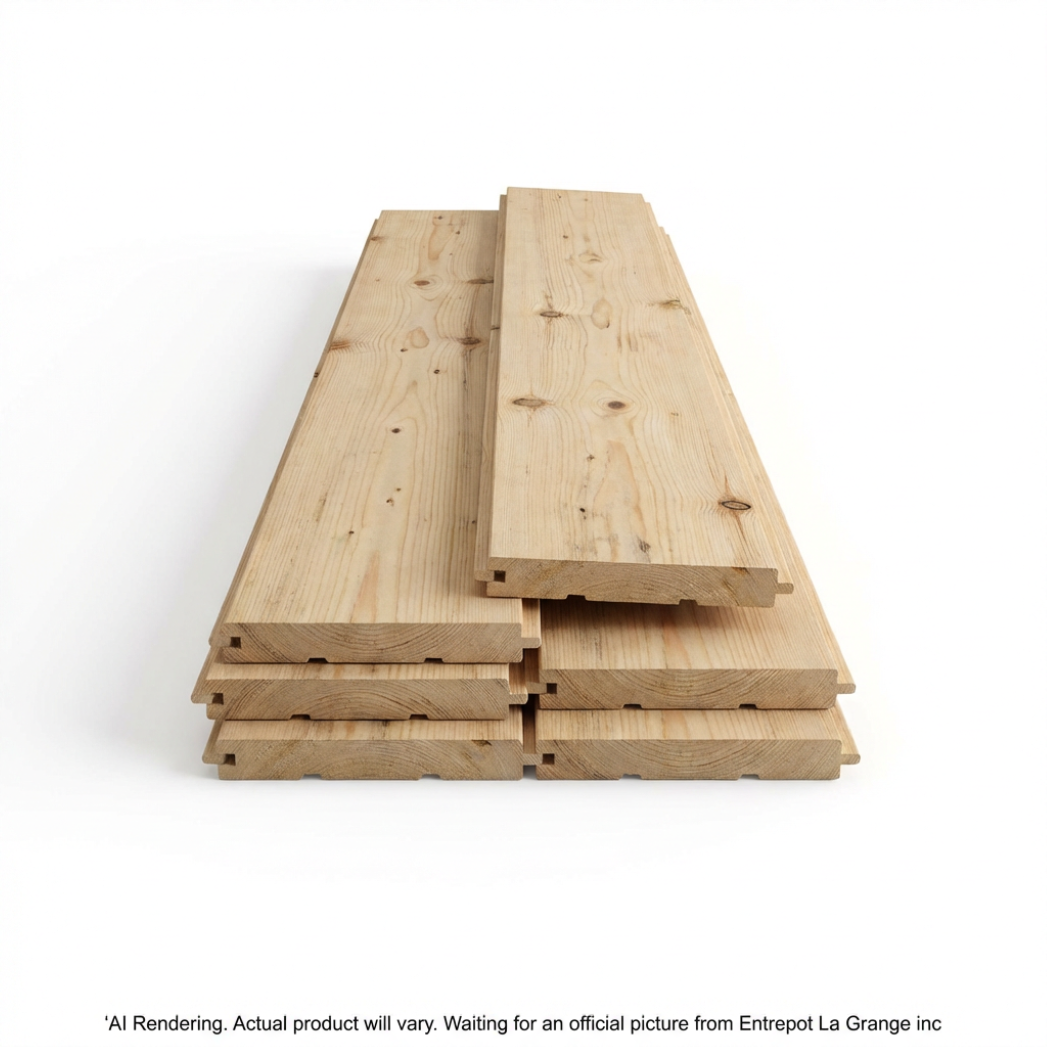 Stack of light natural pine wood wall paneling with visible wood grain and tongue-and-groove edges.