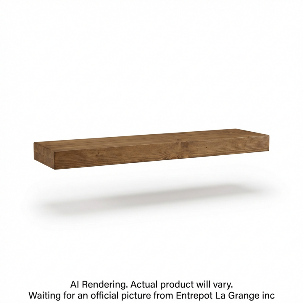 48-inch solid wood floating shelf in a medium walnut finish showing natural wood grain texture.
