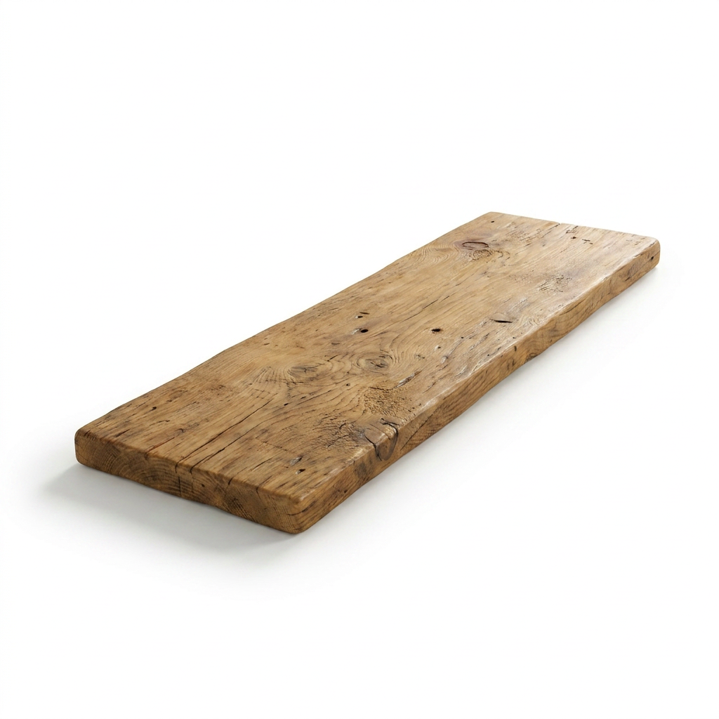 A photorealistic studio photo of the Entrepot La Grange inc Solid Wood Shelf, angled to the right on a pure white background with a soft shadow.