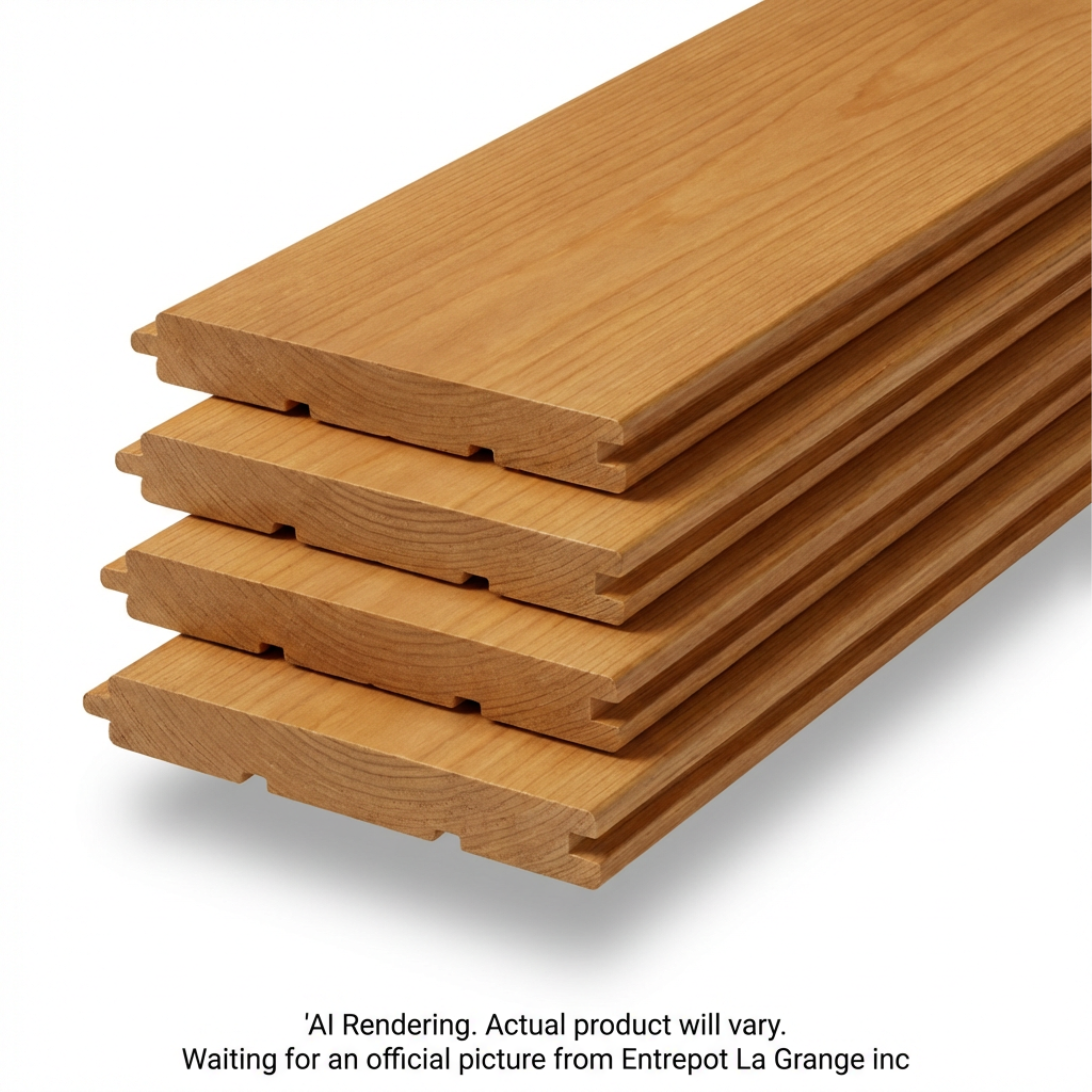 Stack of tongue-and-groove solid pine wall paneling planks with a honey matte finish grain.
