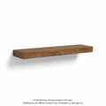 36-inch medium walnut floating wood shelf with visible grain, mounted on a white wall.