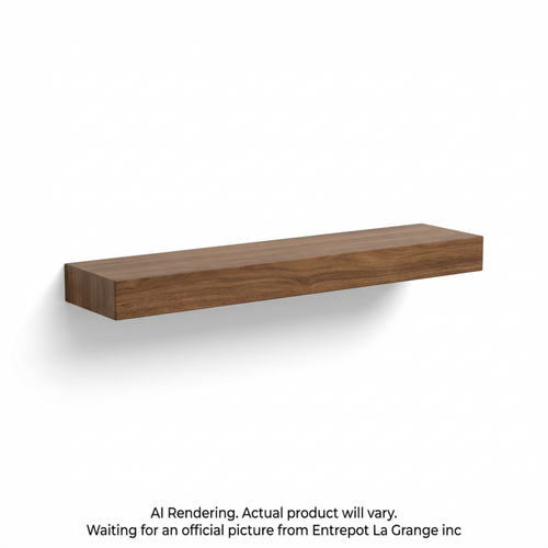 36-inch solid wood floating shelf in medium walnut with a smooth finish.