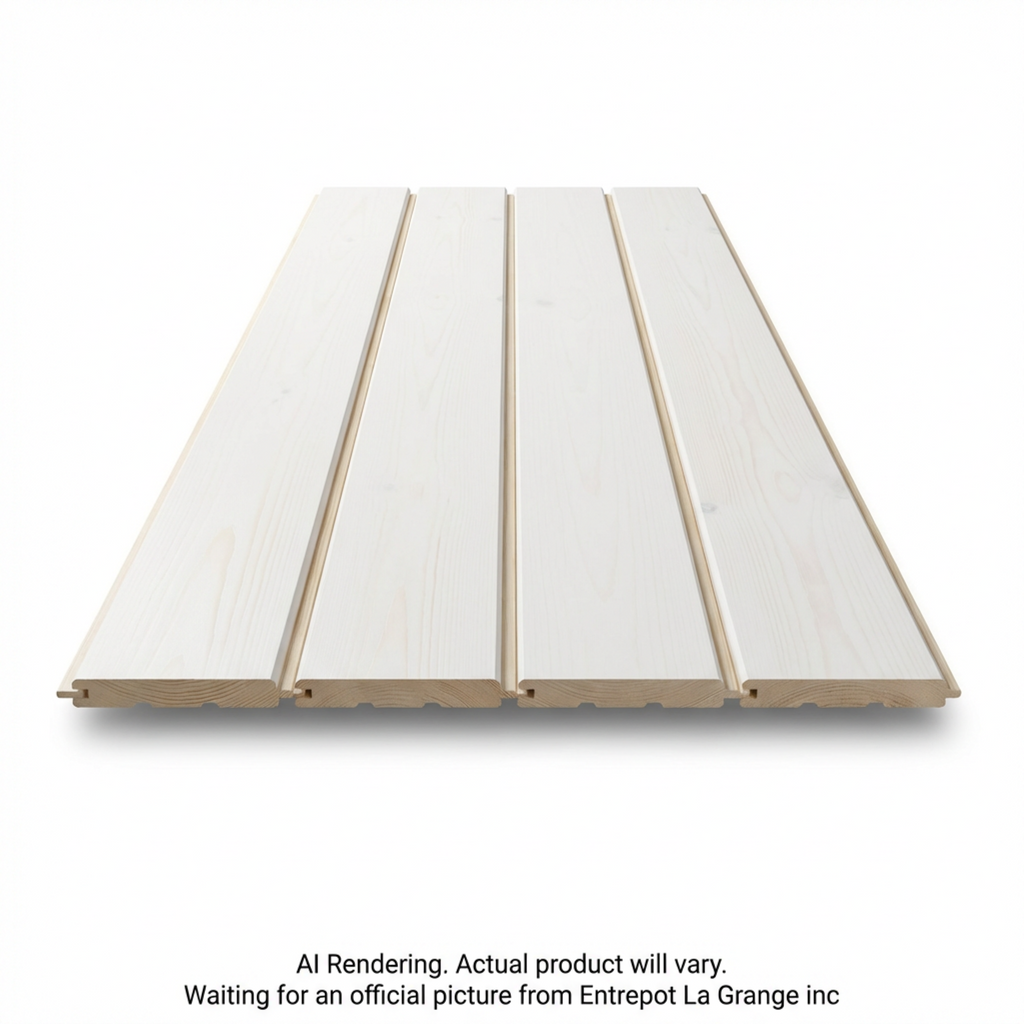 Four modern white wood wall panels in a vertical pine pack with visible wood grain and grooves.