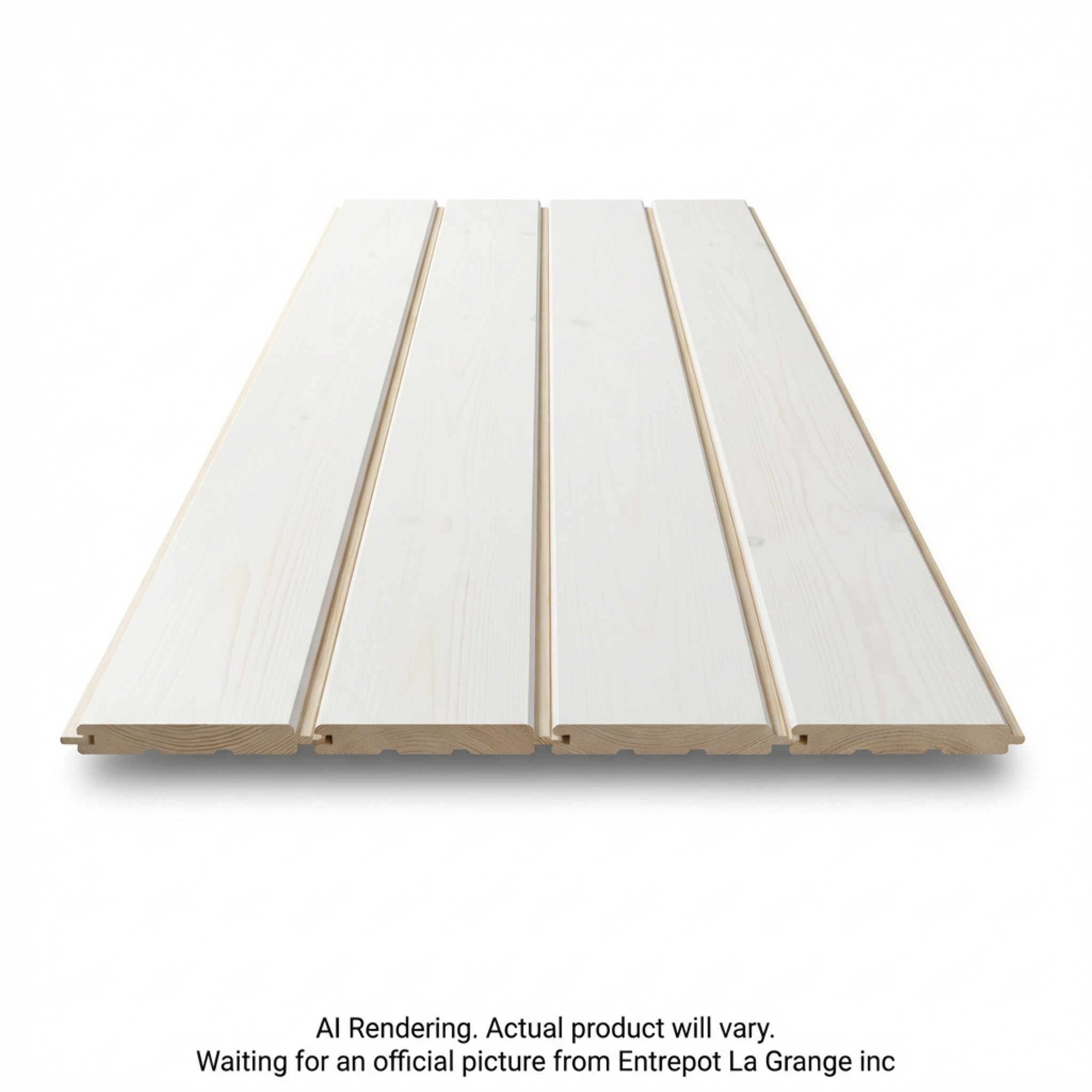 Four modern white wood wall panels in a vertical pine pack with visible wood grain and grooves.