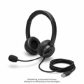 Black Kensington Hi-Fi USB-A Headset with noise-cancelling microphone and braided cord.