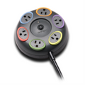Kensington SmartSockets circular table top surge protector with 6 color-coded outlets.