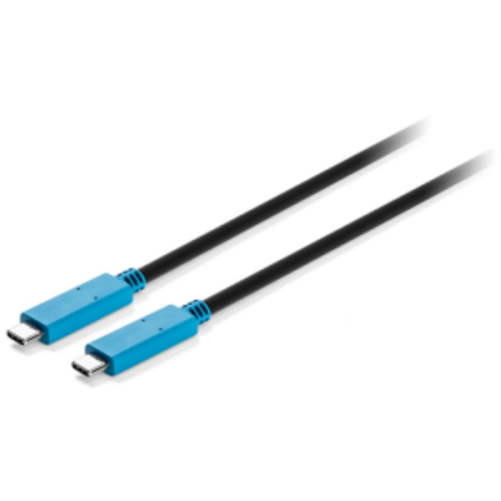 Kensington 1m black USB-C to USB-C cable with blue connector housings and 60W Power Delivery.