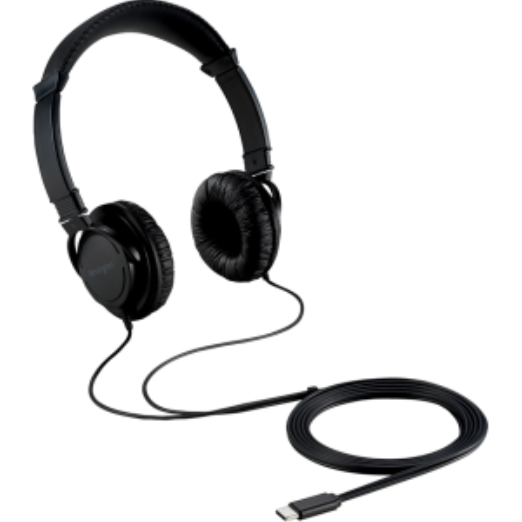 Black Kensington USB-C Hi-Fi Headphones with padded earcups and a long coiled cable.