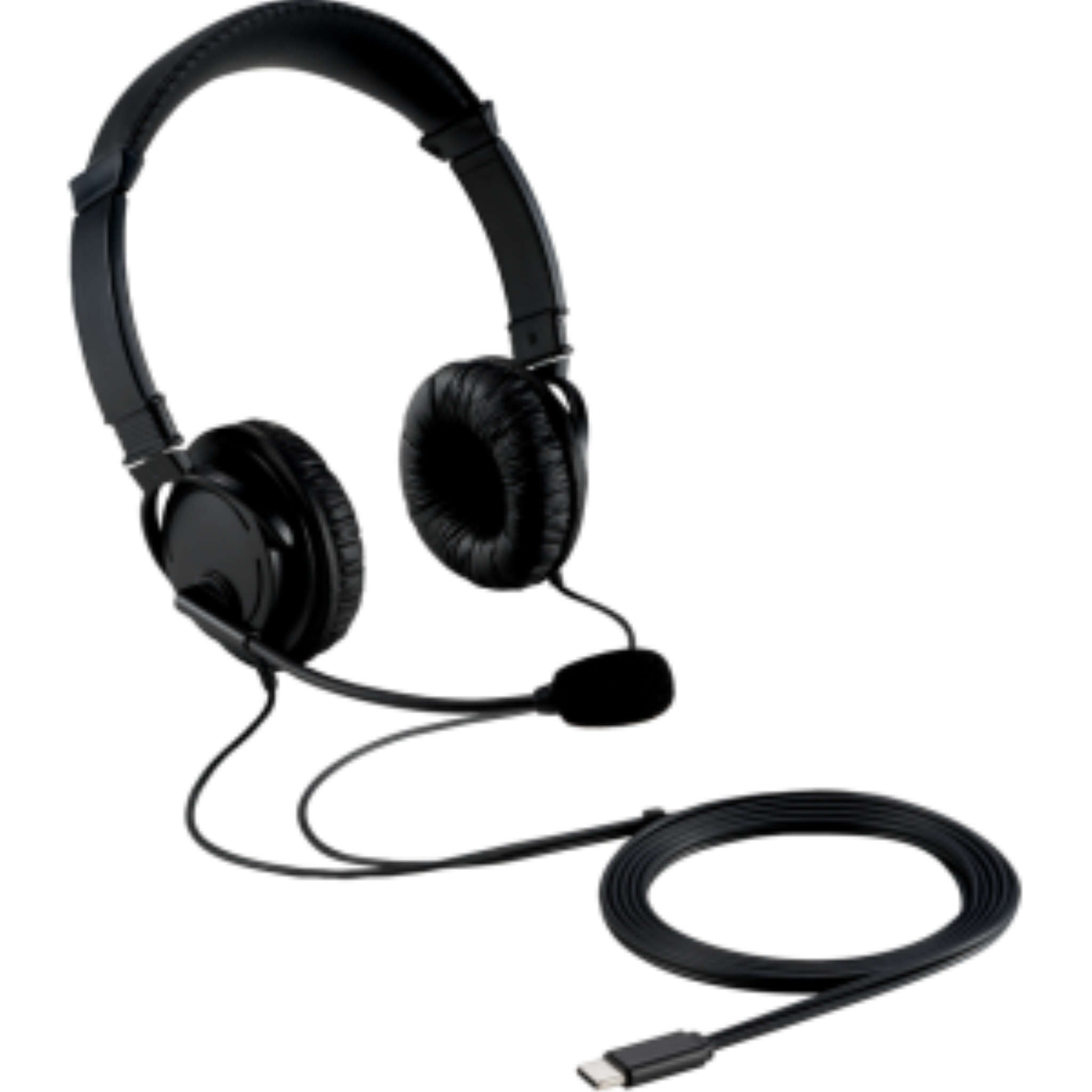 Kensington USB-C Hi-Fi noise-canceling headphones with padded headband, earcups, and microphone.