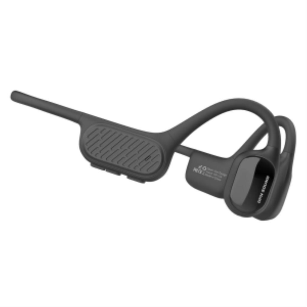 Swym+ black waterproof bone conduction headphones with a 32GB built-in MP3 player.