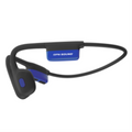 Black and blue Mezzo+ Bone Conduction Headphones with OPN SOUND branding on a white background.
