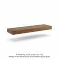 Solid wood 36-inch floating wall shelf in medium walnut finish with heavy-duty construction.