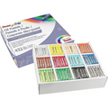 Open Pentel Arts 432-piece oil pastels classroom pack organized by color in a white box.