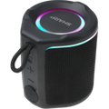 Sharp GX-BT190 black waterproof Bluetooth speaker with colorful LED ring and carrying loop.