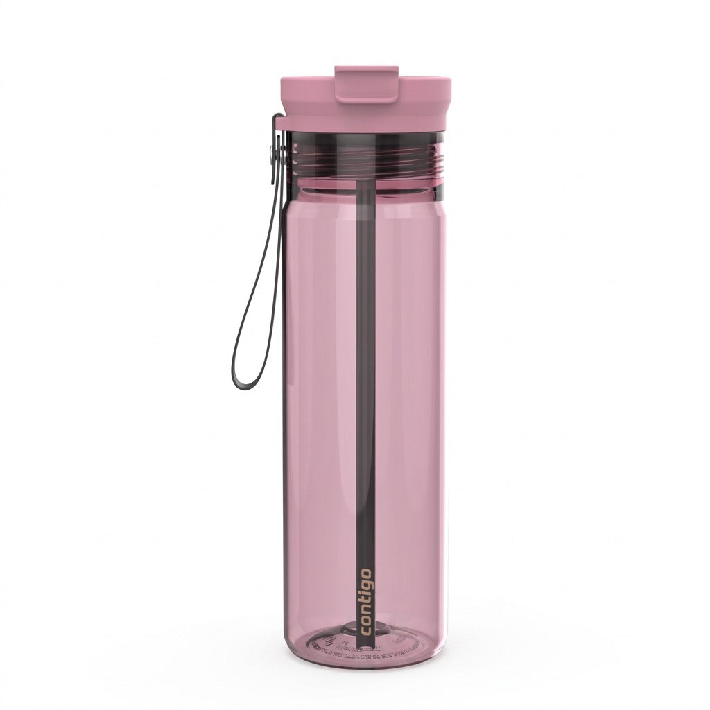 A high-resolution hero shot of the Contigo 28 oz Pink Diamond Dual Sip bottle on a pure white background.