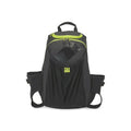 Bugatti Tremblant 45L Boot Backpack in black with lime green zippers and mesh front storage pocket.