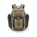 Bugatti Tremblant Boot Backpack in Khaki featuring external holders for a helmet and ski boots.
