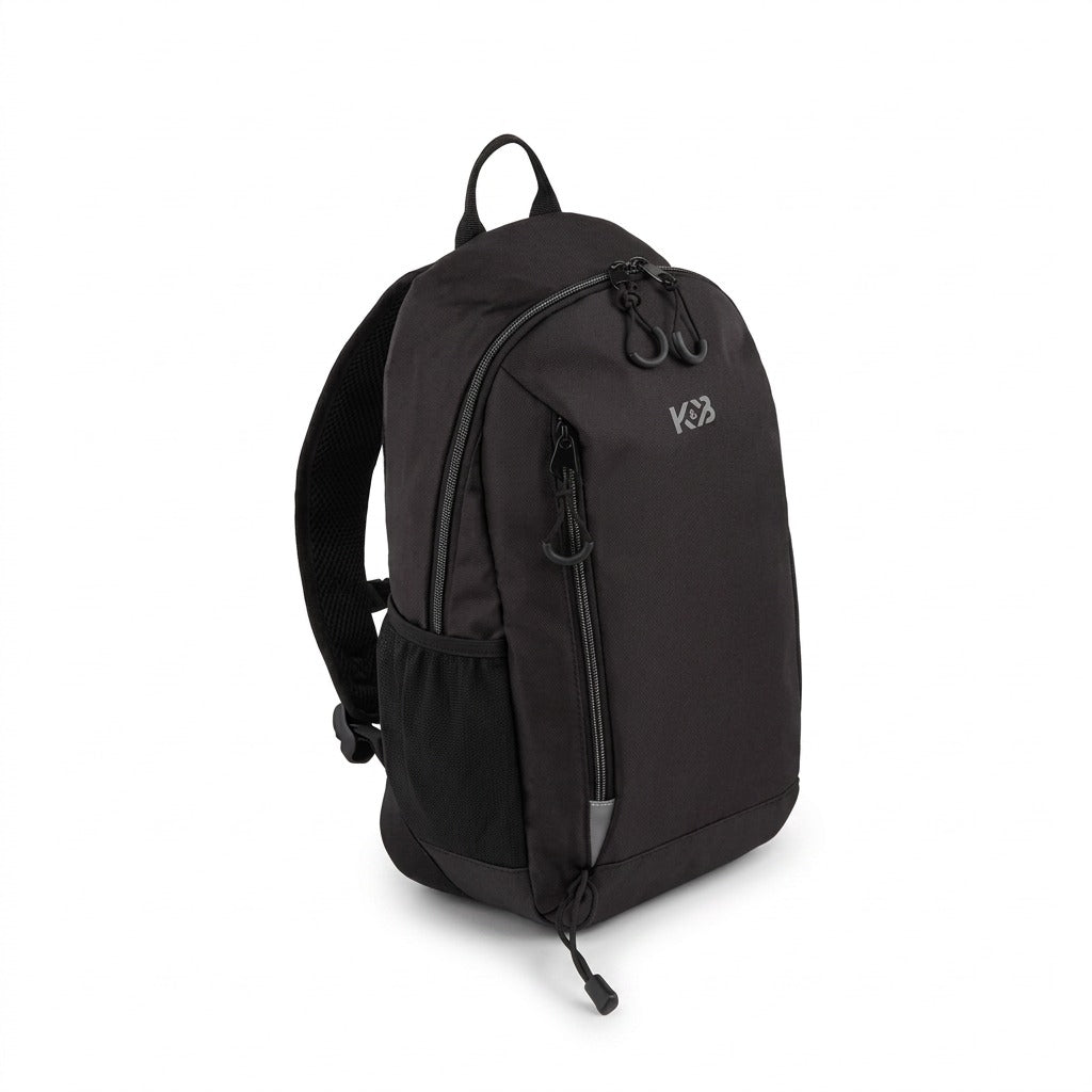 Front-side view of the Bugatti K&B Sport Mini Adventure Backpack in black with visible K&B logo.